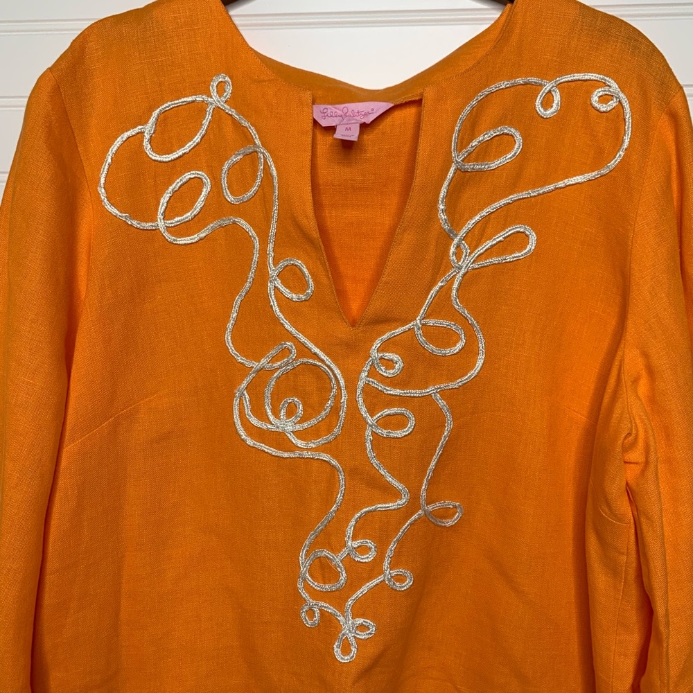 Lilly pulitzer embroidered 100% linen blouse - Picture 4 of 6